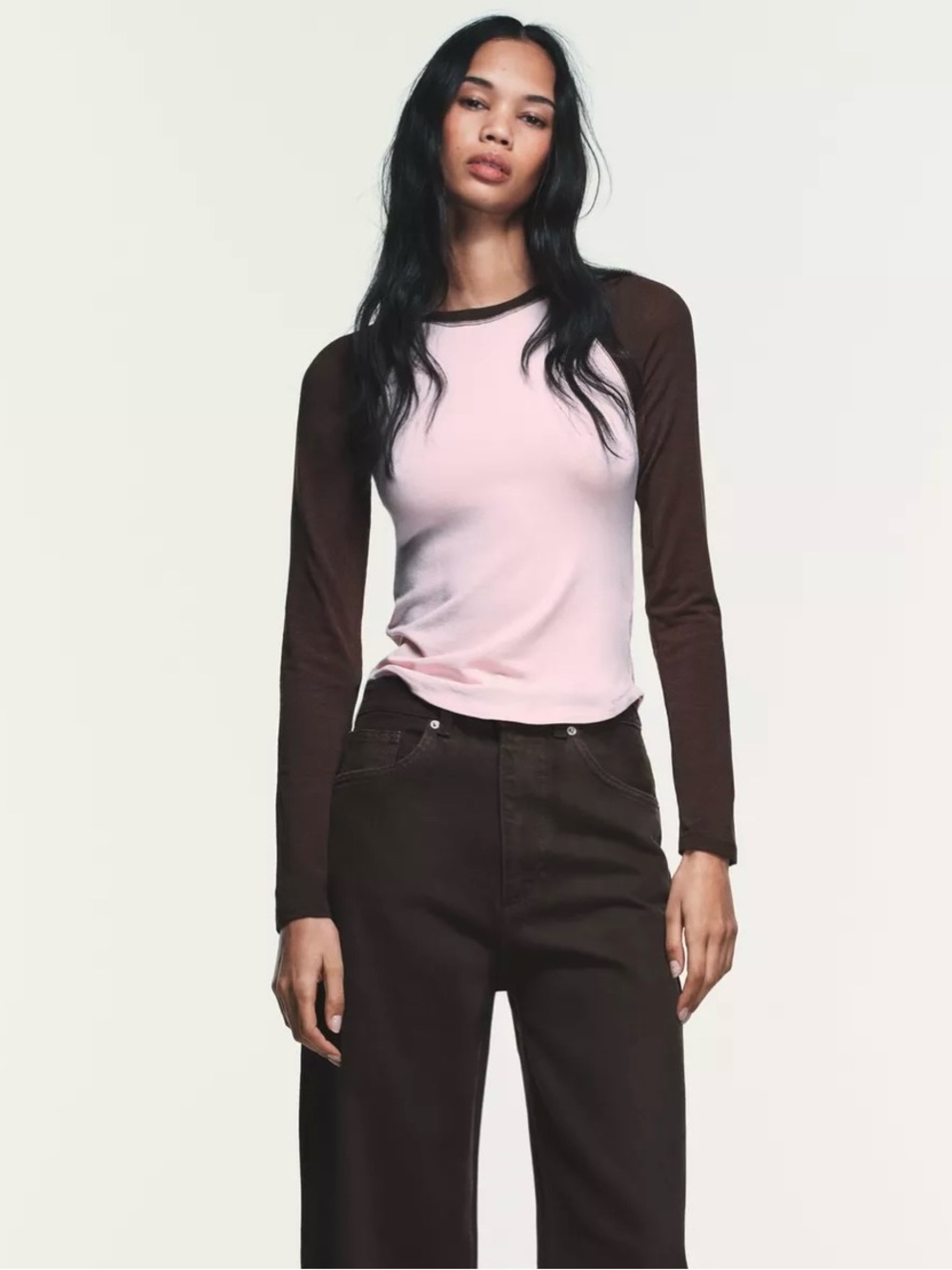 NWT ZARA CONTRASTING RAGLAN T-SHIRT